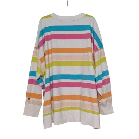 Crown & Ivy Curvy Stripe Sweater Womens Plus Size 3X White Colorful Beach - Picture 7 of 11